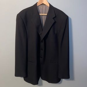 Monsieur by Givenchy 100% Worsted Wool Black Textured Suit Jacket Size 46L